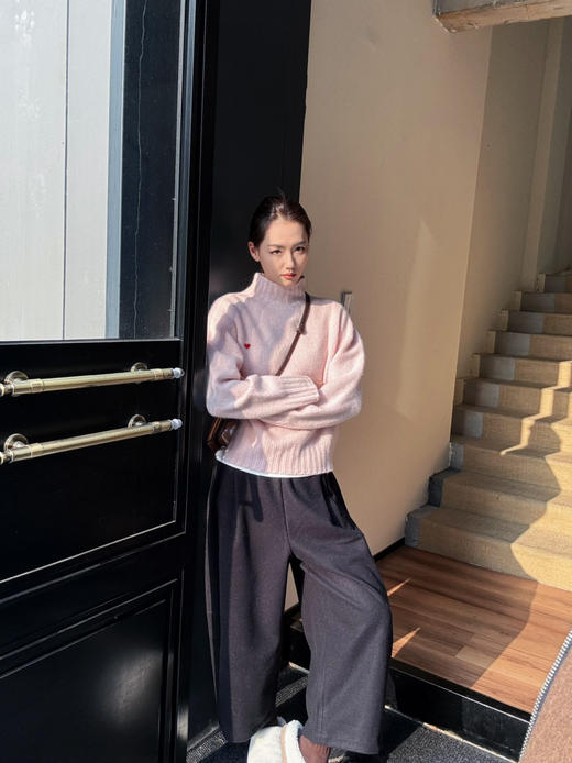 【自由自在】噢蜜ooomeooo松紧腰毛呢九分宽腿时髦裤 商品图7