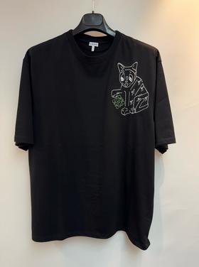 中性款logo卡通短袖T恤偏大he014