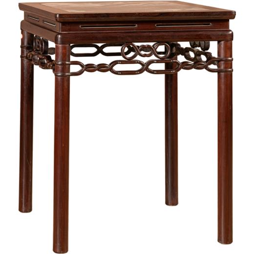 清代 红木镶云石绳纹圆包圆文房桌 商品图5