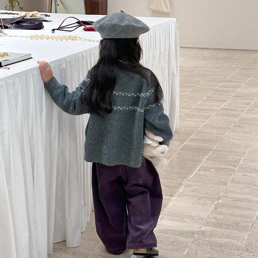 艾摩贝贝含6%羊毛重工款~女童宝宝手工复古小花毛衣针织开衫外套 商品图4