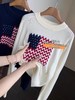 D122121美式氛围感波浪纹爱心图案圆领百搭毛衣 商品缩略图2