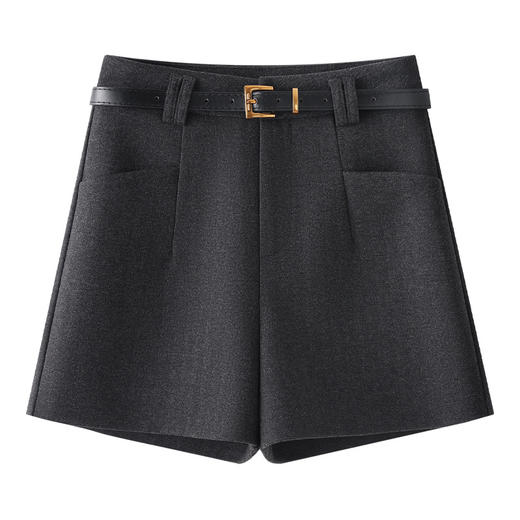 丁摩 高级灰显瘦毛呢直筒裤女款秋冬款A字短裤宽松阔腿裤靴裤5ZF-38029 商品图0