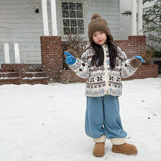 艾摩贝贝节日氛围单品~儿童浪漫费尔岛提花棉服保暖夹棉连帽外套 商品图1