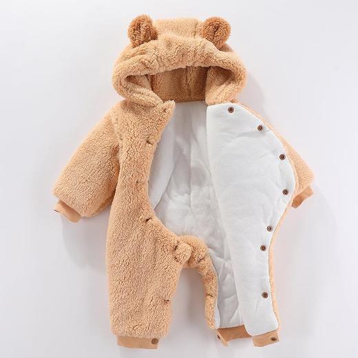 婴儿衣服冬装新生女宝宝连体衣满月超萌哈衣加绒加厚夹棉冬季外出 商品图3