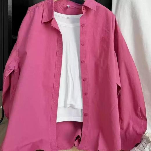 丁摩 100%纯棉【糖果色显白】紫色秋冬季衬衫女中长款休闲显瘦长袖衬衣女外穿5ZF-90180 商品图0