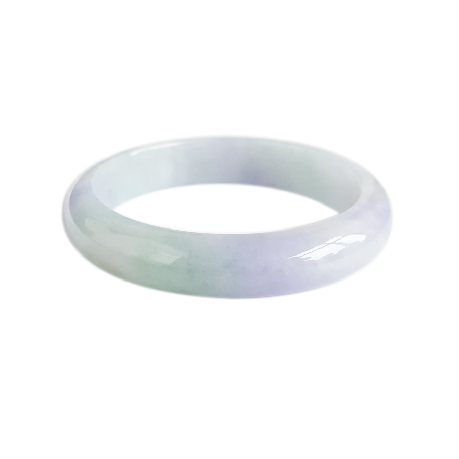 【天然正品】A货翡翠天然精品细腻无杂裂糯种紫罗兰春带彩56.5号翡翠手镯 051225NJM23