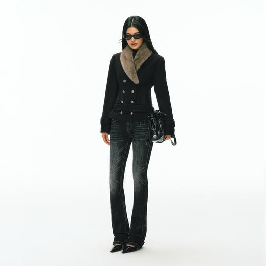 Ariseism 美式复古设计感修身牛仔裤女秋冬新款休闲长裤子 商品图3