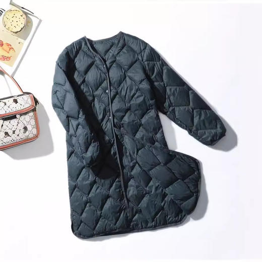 丁摩 U家新款女装90白鸭绒轻薄羽绒服中长款高级轻型圆领秋冬羽绒内胆5ZF-268 商品图2