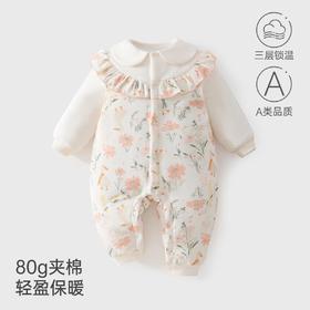 冬季夹棉加厚连体衣a类纯棉婴儿长爬长袖衣服安阳童装女宝棉服