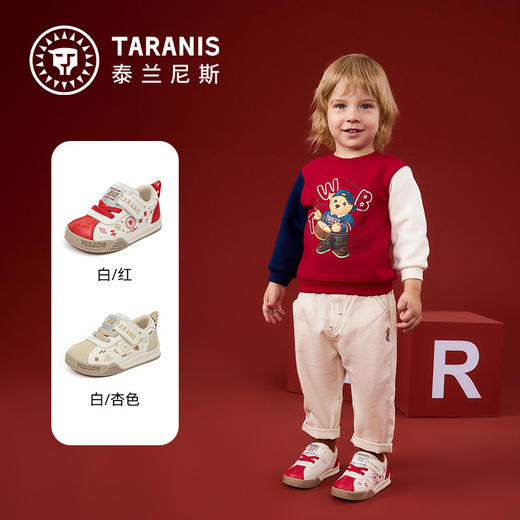 泰兰尼斯学步鞋男宝宝春季新款童鞋新年限定款防滑软底女童面包鞋T01T6A8550 商品图1