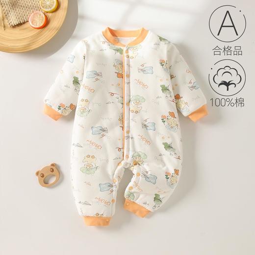 婴儿夹棉连体衣秋冬季女宝宝加棉爬爬服新生儿衣服a类薄棉哈衣 商品图4
