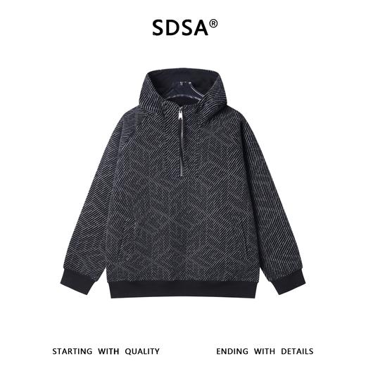 WY1553SDSA男士秋冬新款痞帅男装撞色斜纹半拉链立领连帽卫衣宽松百搭 商品图1