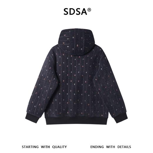 WY1537SDSA男士秋冬新款痞帅男装简约波浪线刺绣半拉链立领连帽卫衣百搭 商品图5