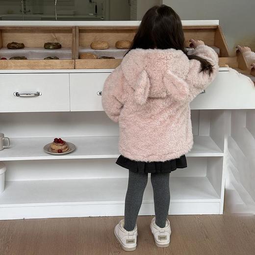 艾摩贝贝中大小女童冬季韩版小萌兔子加厚毛绒连帽外套潮【加绒】 商品图2