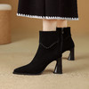 【预售5天】秋冬新马丁靴黑色磨砂高跟短靴尖头粗跟踝靴羊反绒短筒侧拉链sl-7991 商品缩略图2