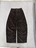 D122117冬季新款复古宽松简约灯芯绒棕色阔腿裤弯刀休闲裤香蕉裤长裤 商品缩略图1