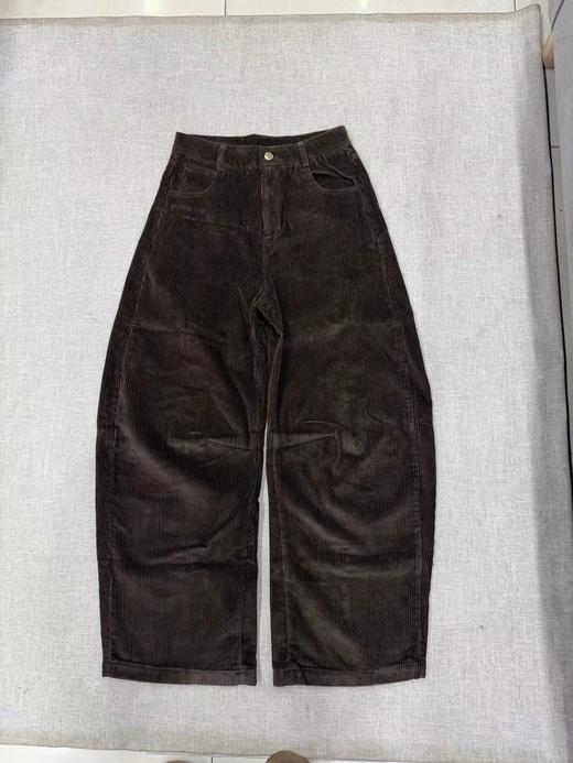 D122117冬季新款复古宽松简约灯芯绒棕色阔腿裤弯刀休闲裤香蕉裤长裤 商品图1