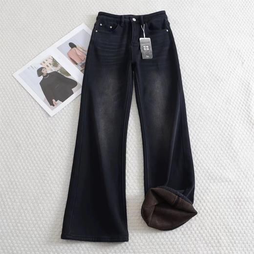 D122123时髦腿精加厚加绒保暖微喇裤女冬季复古显瘦柔软弹力喇叭牛仔长裤 商品图10