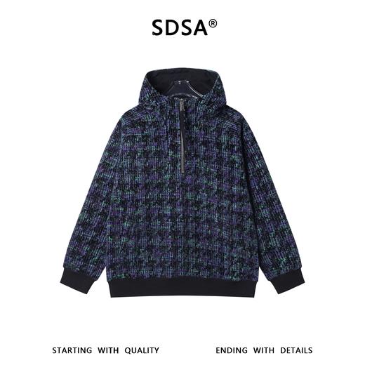 WY1521SDSA秋冬新款痞帅男装时尚绒毛撞色半拉链立领连帽卫衣百搭宽松潮 商品图1