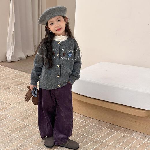 艾摩贝贝含6%羊毛重工款~女童宝宝手工复古小花毛衣针织开衫外套 商品图1