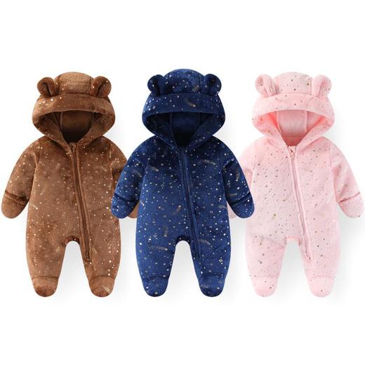 新生儿爬服婴儿加厚加绒连体衣秋冬款宝宝哈衣外出服加厚保暖 商品图2