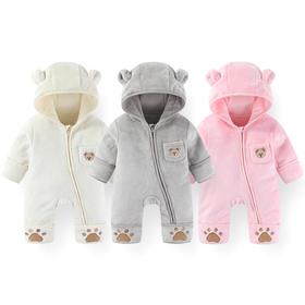 婴儿衣服秋冬连体衣加绒加厚保暖外出男女宝宝秋季哈衣新生儿冬装