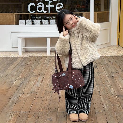 艾摩贝贝女童软萌小短款棉衣时髦保暖夹棉毛绒立领外套，冬日氛围感担当！ 商品图3