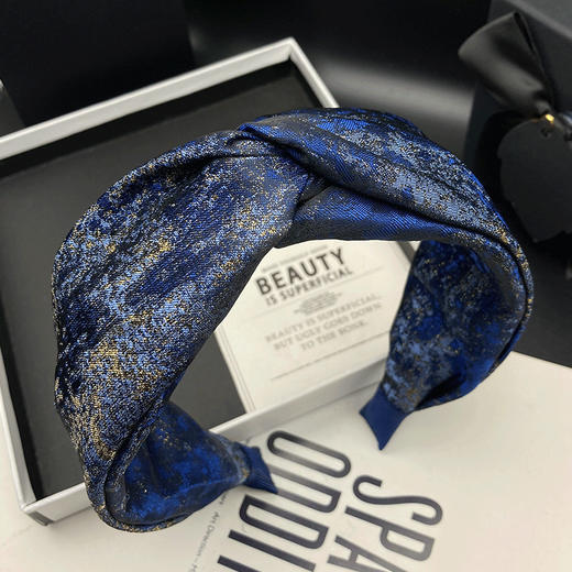 丁摩 晕染蓝高颅顶发卡发箍女气质宽边头饰洗脸头箍5ZF-72223 商品图0