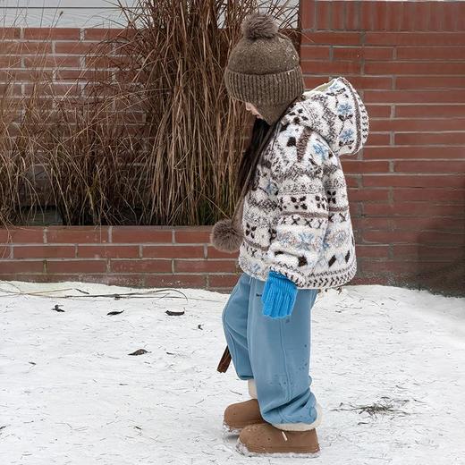 艾摩贝贝节日氛围单品~儿童浪漫费尔岛提花棉服保暖夹棉连帽外套 商品图2