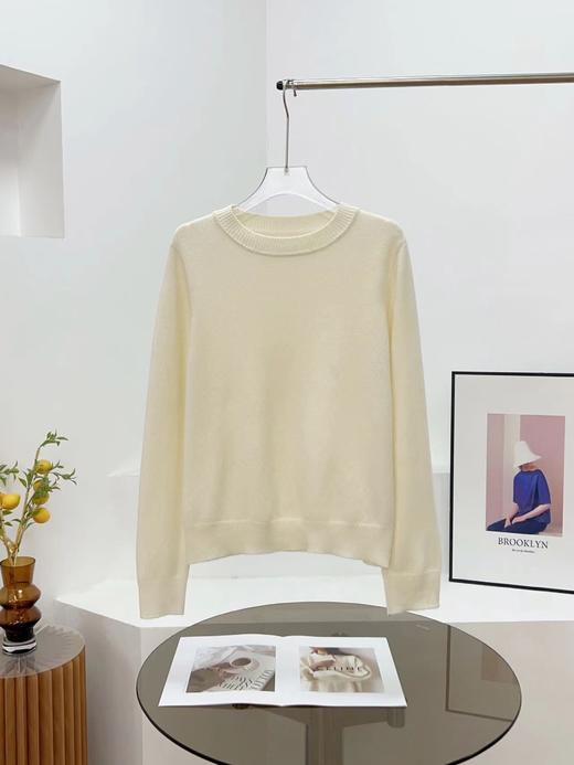 D122119秋冬新款羊毛极简基础款无缝圆领针织毛衣简约大方百搭 商品图4