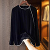 丁摩 黑色仿真丝绒衬衣女秋装新款中式改良唐装女士长袖上衣5ZF-0146 商品缩略图1