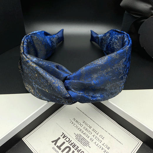 丁摩 晕染蓝高颅顶发卡发箍女气质宽边头饰洗脸头箍5ZF-72223 商品图2