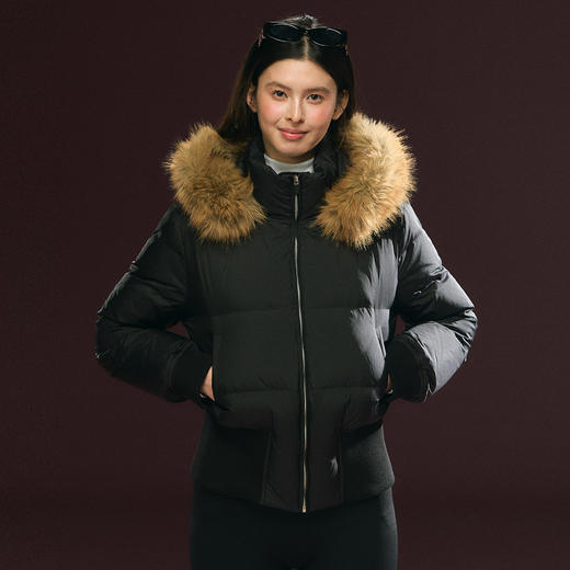 Ariseism 美式复古可拆卸帽子毛领羽绒服女冬季新款保暖上衣 商品图0