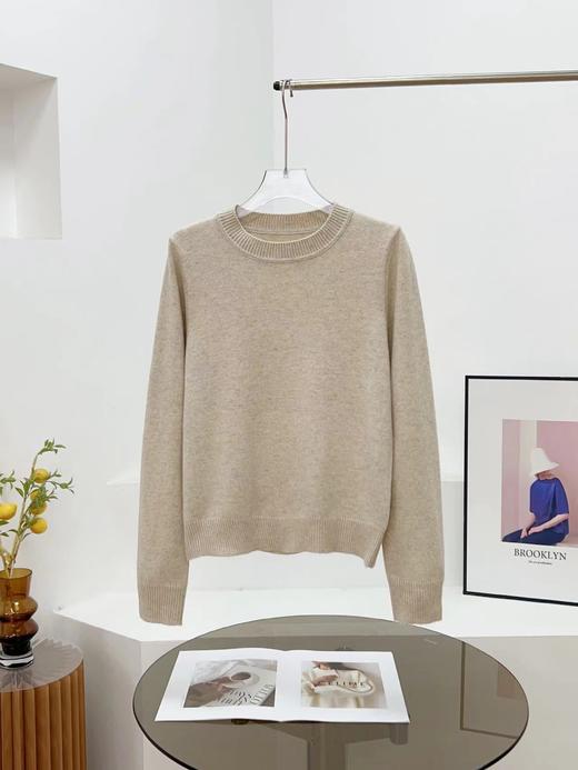 D122119秋冬新款羊毛极简基础款无缝圆领针织毛衣简约大方百搭 商品图6
