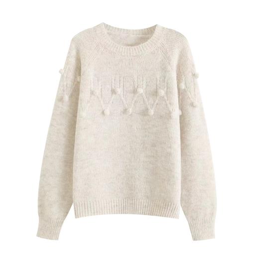 D122122秋冬新款设计感软糯毛球圆领毛衣菱形麻花甜美套头针织衫女 商品图11