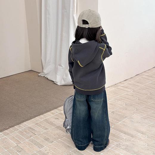 艾摩贝贝儿童休闲高质感弹不压身明线撞色连帽卫衣外套【450g加厚双面绒】 商品图3