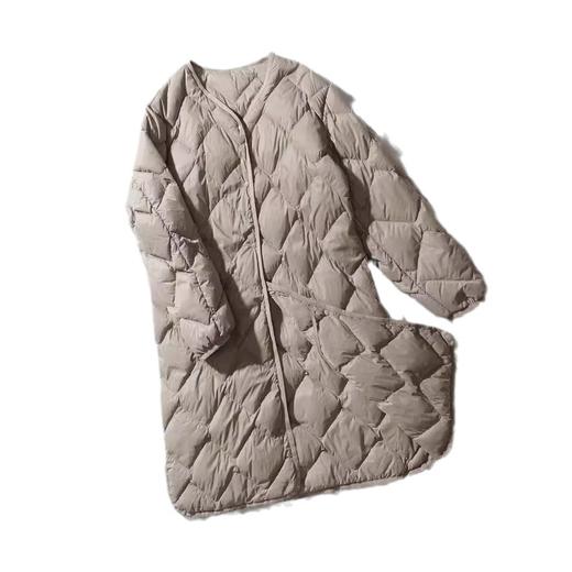 丁摩 U家新款女装90白鸭绒轻薄羽绒服中长款高级轻型圆领秋冬羽绒内胆5ZF-268 商品图4