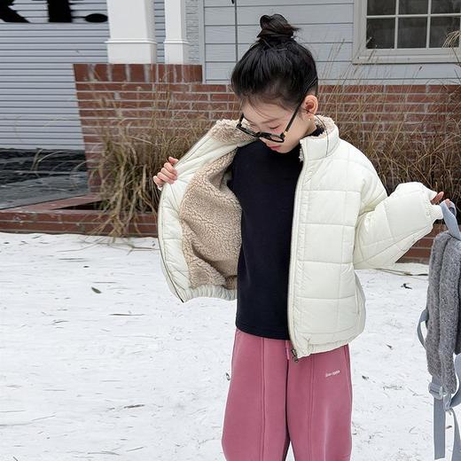 艾摩贝贝2025冬季新品儿童抗风保暖棉衣简约方格立领棉服外套上衣【加绒】 商品图4