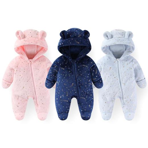 新生儿爬服婴儿加厚加绒连体衣秋冬款宝宝哈衣外出服加厚保暖 商品图3