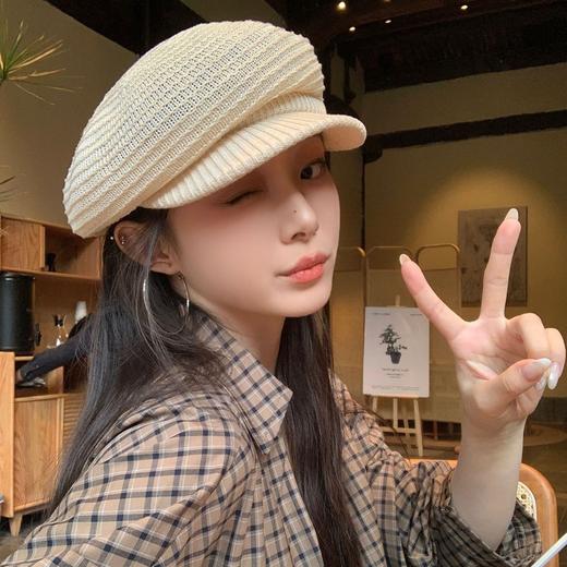 2025年春新款镂空云朵贝雷帽女大头围显脸小画家帽日系百搭帽子潮 商品图3