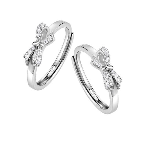 KADER卡蒂罗 丝带蝴蝶结对戒 925银/足银  精致闪钻浪漫小众送女友设计  情侣戒指/闺蜜戒指 商品图4