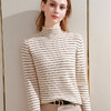I5D3111-LY条纹针织打底衫女2025新款女装减龄木耳边半高领套头毛衣内搭上衣 商品缩略图3