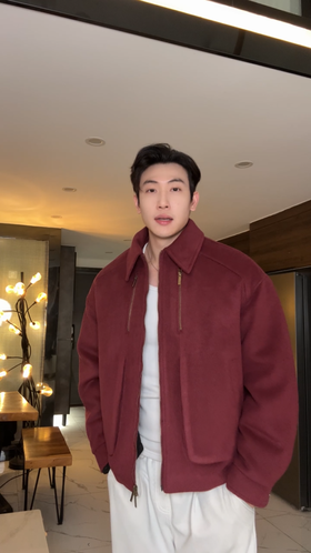 630085SDSA男士秋冬新款痞帅男装时尚宽松羽绒服拉链翻领外套百搭保暖