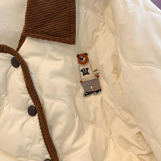 丁摩 翻领加绒棉服女冬季新款休闲撞色慵懒风保暖棉袄外套5ZF-2806V 商品图3