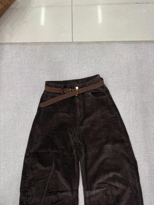 D122117冬季新款复古宽松简约灯芯绒棕色阔腿裤弯刀休闲裤香蕉裤长裤 商品图4