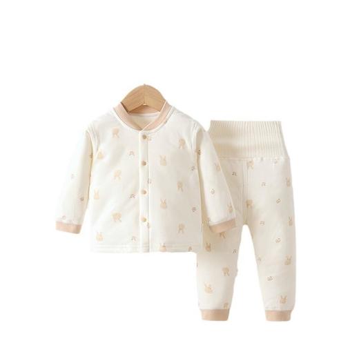 婴儿保暖衣服秋冬装夹棉高腰护肚新生儿男女宝宝纯棉无骨分体套装 商品图4