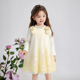 笛莎Deesha 童装女童连衣裙2026春新款蝴蝶结甜美连衣裙