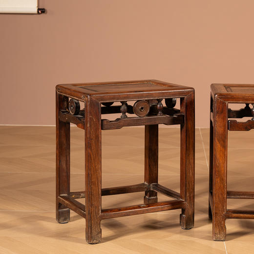 清代  红木铜钱工方凳（一堂） 商品图3