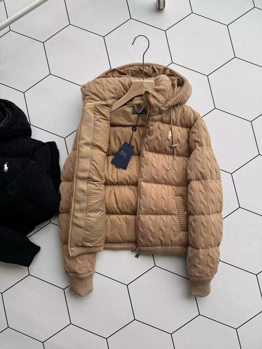 D122149老钱风织针拼接羊毛蓬松连帽羽绒服 商品图5