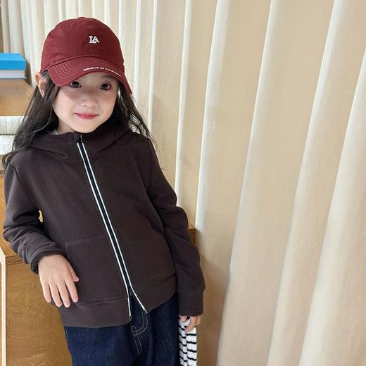 艾摩贝贝女童秋冬季可内搭上衣羊毛双面绒洋气撞色修身卫衣外套 商品图3